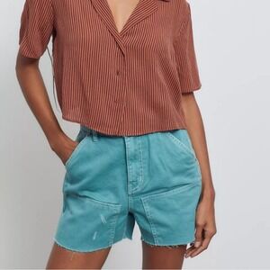 BDG Cutoff Carpenter Short Teal Workwear 27 Double Knee